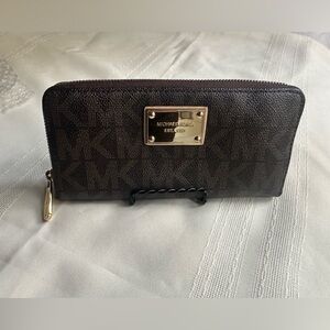 Michael Kors Chocolate Brown Wallet with Gold Plate